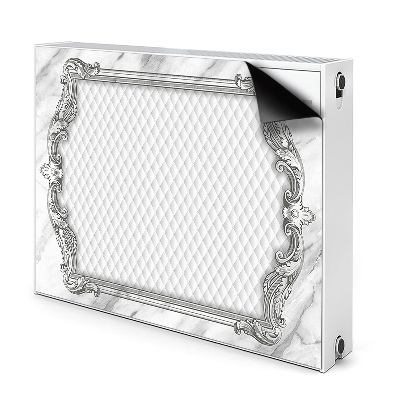 Dekoračný magnetický kryt na radiátor Mramorový vzor s ornamentálnym rámom