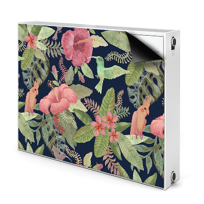 Dekoračný magnet na radiátor Tropické kvety a vtáky v džungli