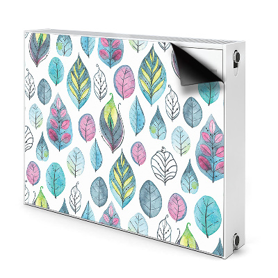 Dekoračný magnetický kryt na radiátor Farebné akvarelové listy na bielom