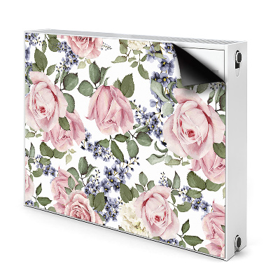 Dekoračný magnetický kryt na radiátor Ružové ruže a modré kvety