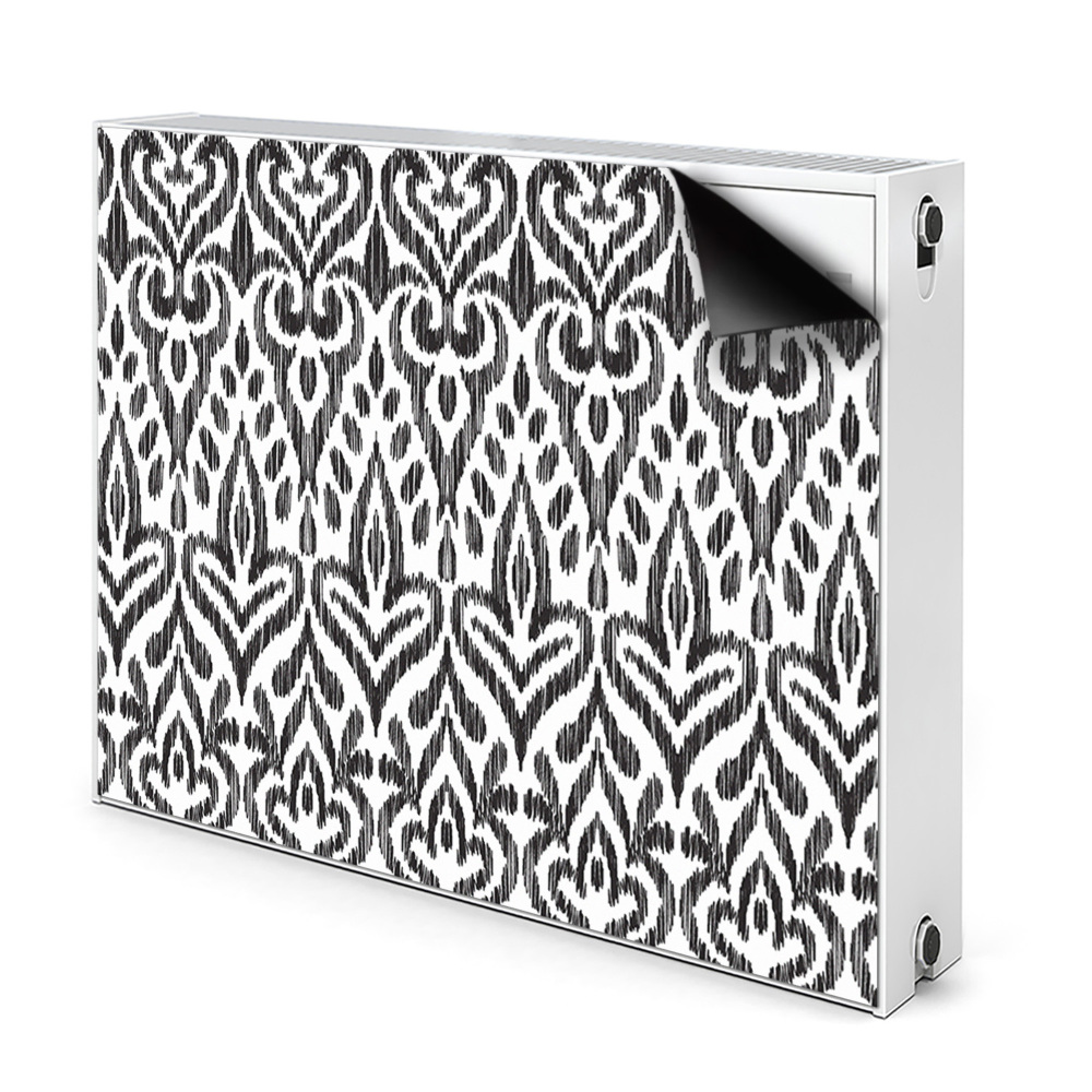 Dekoračný magnet na radiátor Ikat geometrický čierno-biely vzor