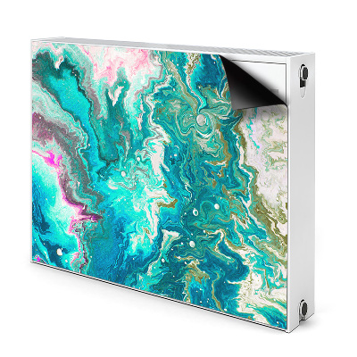 Dekoračný magnetický kryt na radiátor Abstraktné modré a zelené vlny