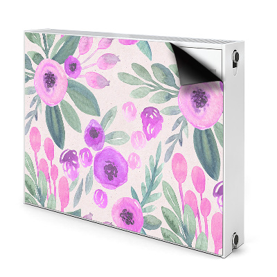 Dekoračný magnet na radiátor Akvarelové fialové kvety a listy