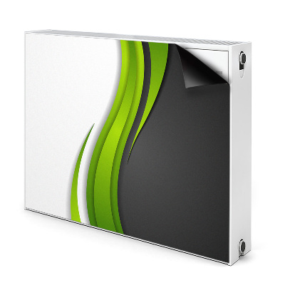 Dekoračný magnetický kryt na radiátor Zelené vlny na čiernom pozadí