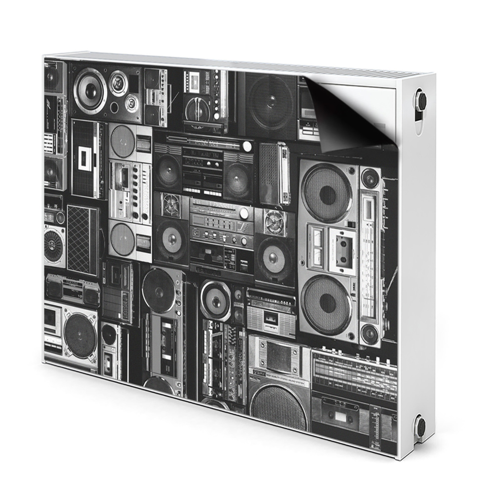 Dekoračný magnetický kryt na radiátor Retro audio zariadenia koláž