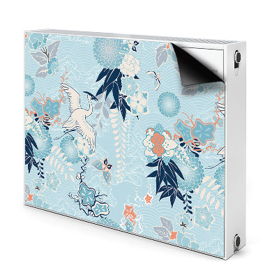 Dekoračný magnetický kryt na radiátor Kvetinový vzor s vtákmi a motýľmi