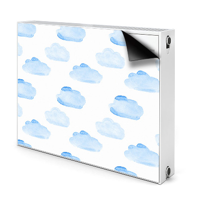 Dekoračný magnet na radiátor Modré akvarelové oblaky na bielej