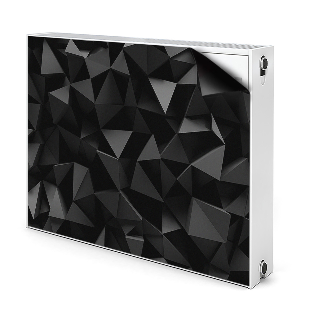 Dekoračný magnetický kryt na radiátor Geometrický čierny 3D polygonálny vzor