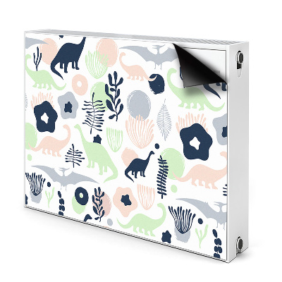 Dekoračný magnetický kryt na radiátor Dinosaury a rastliny v pastelových farbách