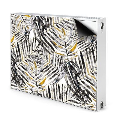 Dekoračný magnet na radiátor Tropické listy v čierno-zlatej kombinácii