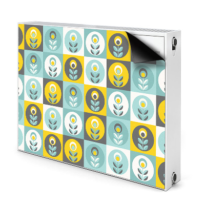 Dekoračný magnetický kryt na radiátor Retro geometrické kvety v kruhoch