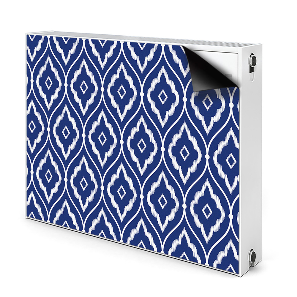 Dekoračný magnet na radiátor Modro-biely geometrický ikat vzor