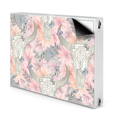 Dekoračný magnet na radiátor Kvetinové lebky a motýle