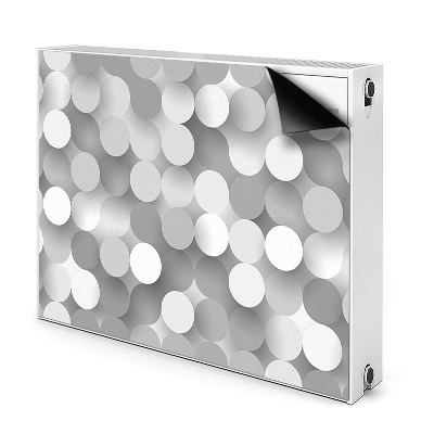 Dekoračný magnetický kryt na radiátor 3D efekt biele kruhy vzor