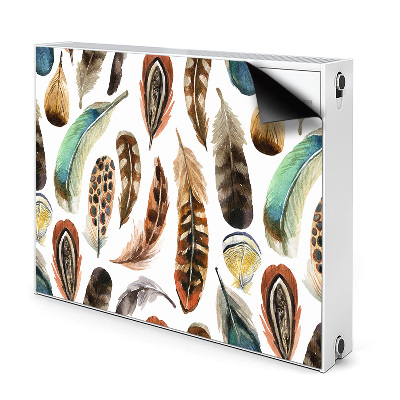 Dekoračný magnet na radiátor Farebné akvarelové vzorované pierka