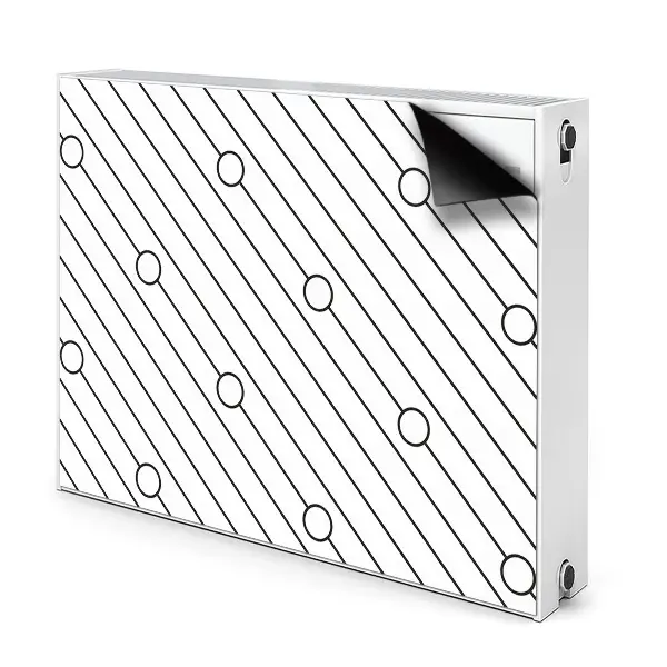 Dekoračný magnetický kryt na radiátor Diagonálne čiary s kruhovými bodmi