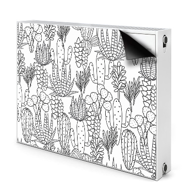 Dekoračný magnet na radiátor Čiernobiele kaktusy a sukulenty