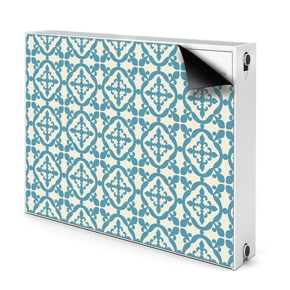 Dekoračný magnetický kryt na radiátor Modré geometrické kvetinové ornamenty
