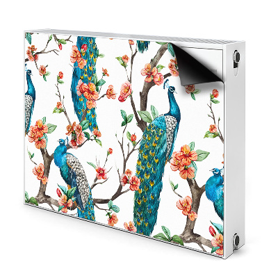 Dekoračný magnet na radiátor Pávi a kvitnúce vetvy