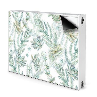 Dekoračný magnetický kryt na radiátor Akvarelové zelené sukulenty a paprade