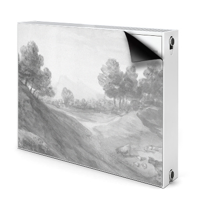 Dekoračný magnet na radiátor Čiernobiela krajina s horami