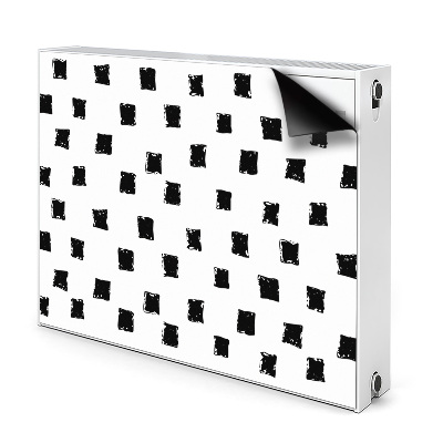 Dekoračný magnetický kryt na radiátor Abstraktné čierne štvorce na bielej