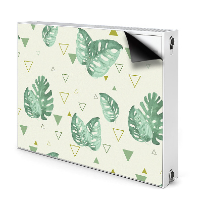 Dekoračný magnetický kryt na radiátor Zelené listy a trojuholníky