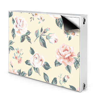 Dekoračný magnetický kryt na radiátor Kvetinový vzor s pastelovými ružami