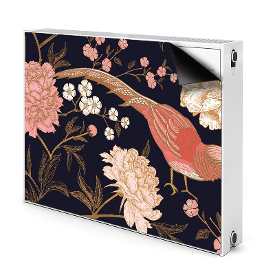 Dekoračný magnet na radiátor Kvetinový vzor s vtákom a pivóniami