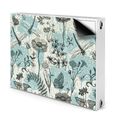 Dekoračný magnet na radiátor Vintage kvety a vážky