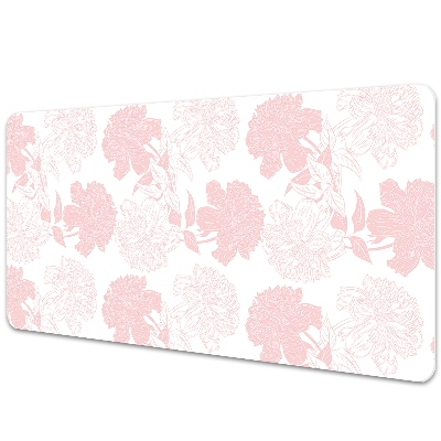 Veľká podložka na stôl Ružové pivonky na bielom pozadí.
