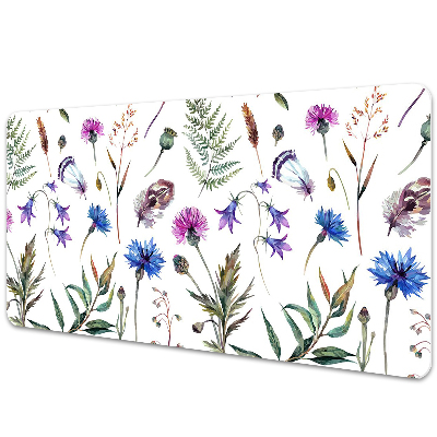 Podložka na stôl Divoké kvety a lístie akvarel.