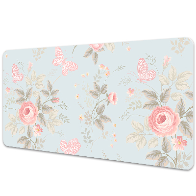 Veľká podložka na stôl Motýle na ružiach
