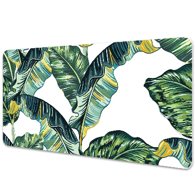 Podložka na stôl Tropické banánové listy na bielom.