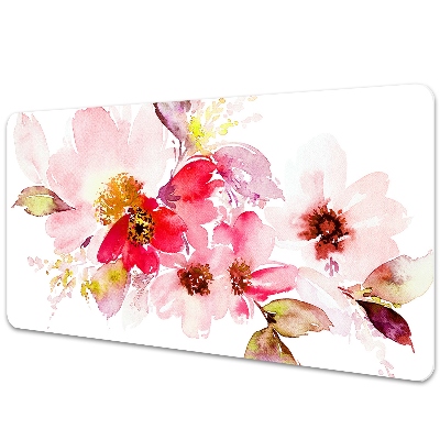 Podložka na písací stôl Akvarelové kvety v jemných farbách.
