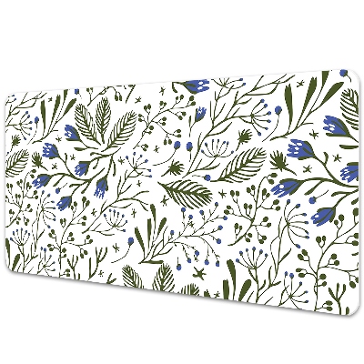 Podložka na písací stôl Jemné modré kvety a listy.