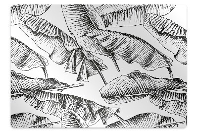 Ochranná podložka pod stoličku Čiernobiele tropické banánové listy,