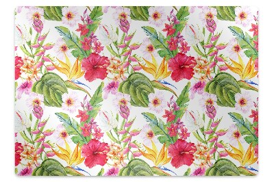 Podložka pod stoličku na kolieskach Exotický ibištek