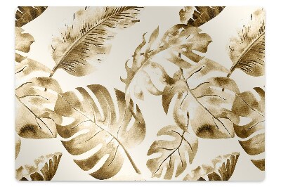 Ochranná podložka pod stoličku Tropické zlaté listy na béžovom,