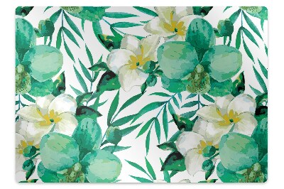 Podložka pod stoličku na kolieskach Tropické orchidey a palmové listy,