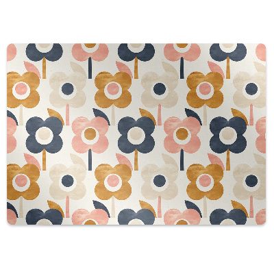 Podložka pod stoličku na podlahu Retro kvetinový geometrický vzor,