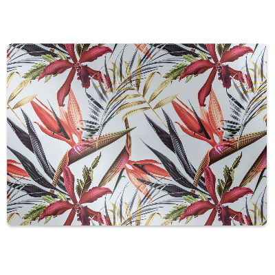 Ochranná podložka pod stoličku Tropické kvety a lístie,