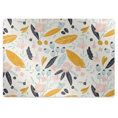 Podložka pod stoličku Kvetinový vzor s listami a bobuľami,