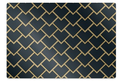 Ochranná podložka pod stoličku Geometrický vzor so zlatými chevronmi,