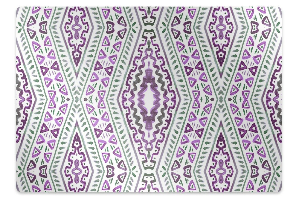 Podložka pod stoličku na kolieskach Geometrické fialovo-zelené ornamenty,