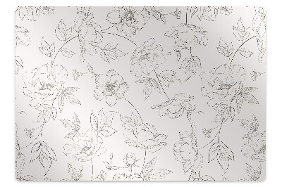 Podložka pod stoličku na kolieskach Skicované kvety