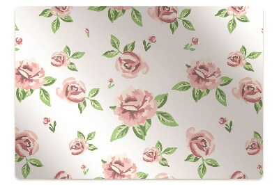 Podložka pod stoličku na podlahu Ružové pivonky na bielom pozadí,