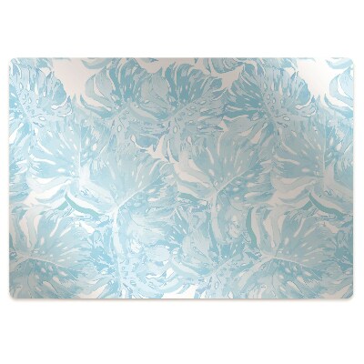 Podložka pod stoličku Svetlomodré listy monstery,