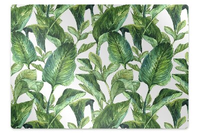 Podložka pod stoličku Tropické zelené listy na bielom,