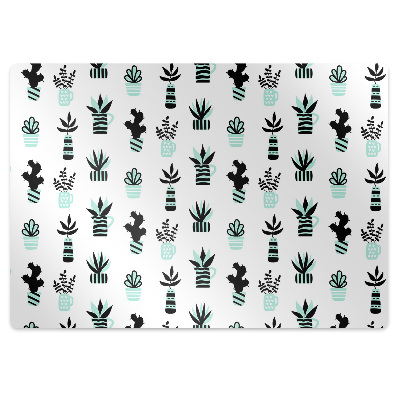 Podložka pod stoličku na podlahu Rastliny v kvetináčoch s kaktusmi,